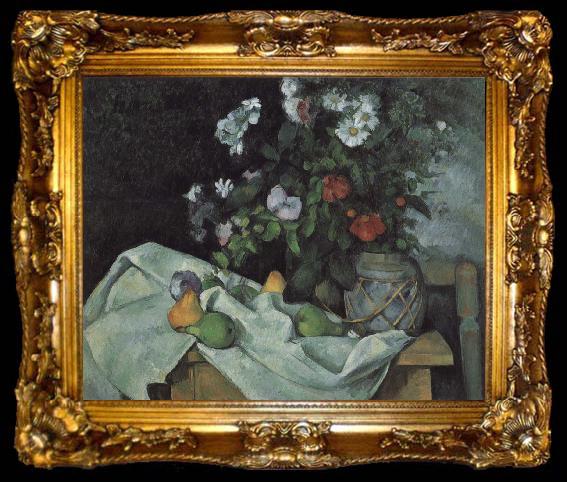 framed  Paul Cezanne Still Life with Flowers and Fruit, ta009-2
